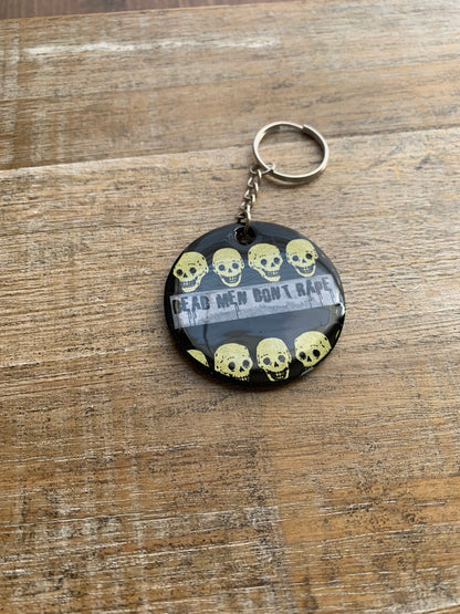Dead Men Don’t Rape Skull Keychain Black Circle Keyring