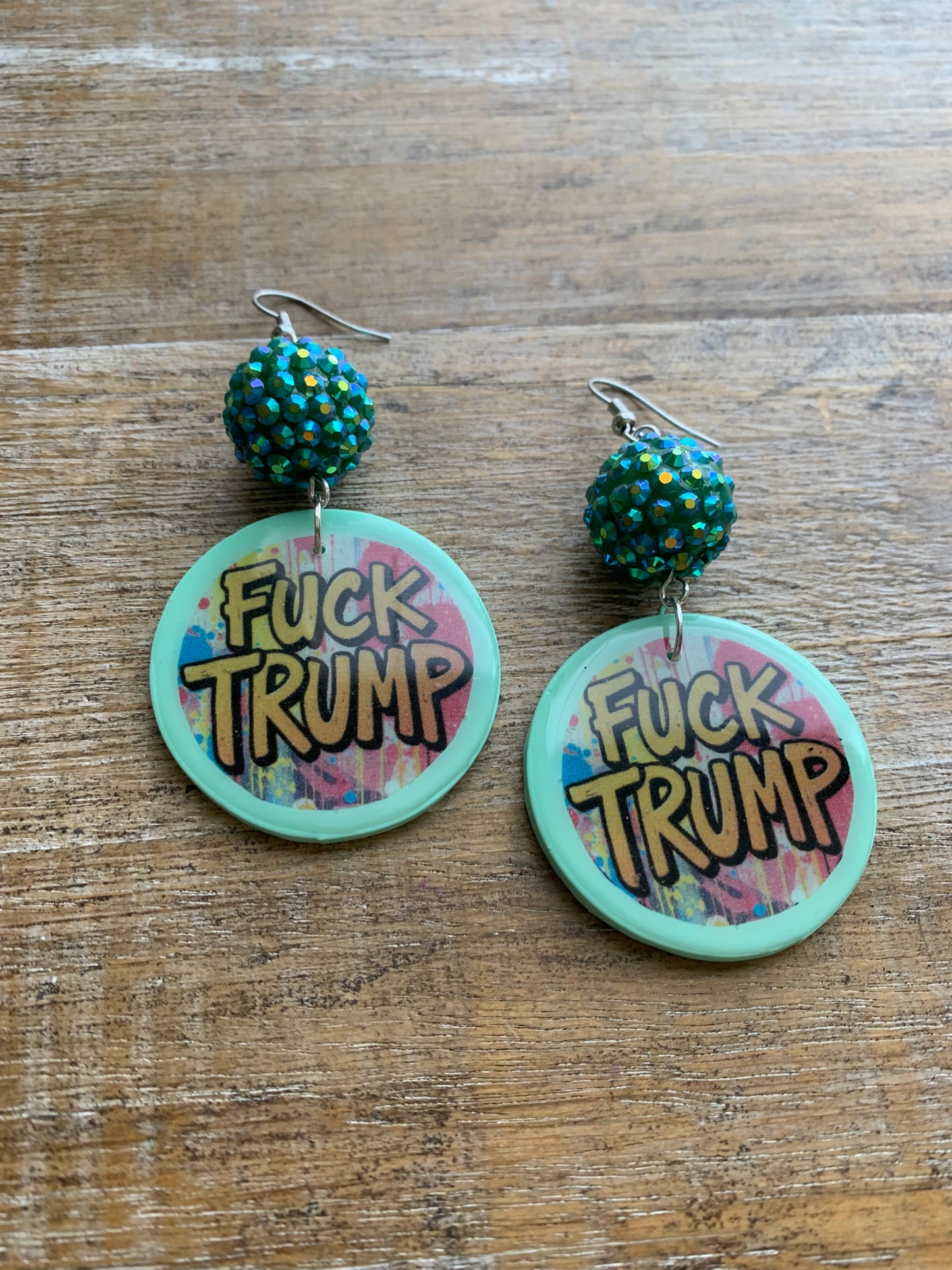 Fuck Trump Clay Protest Activist Earrings Liberal Clip On Earrings Punk Graffiti FDT Ear Hangers