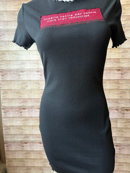 Imagine Hating Gay People More Than Pedophiles Reclaimed Upcycled Black Bodycon Dress Size M Womens
