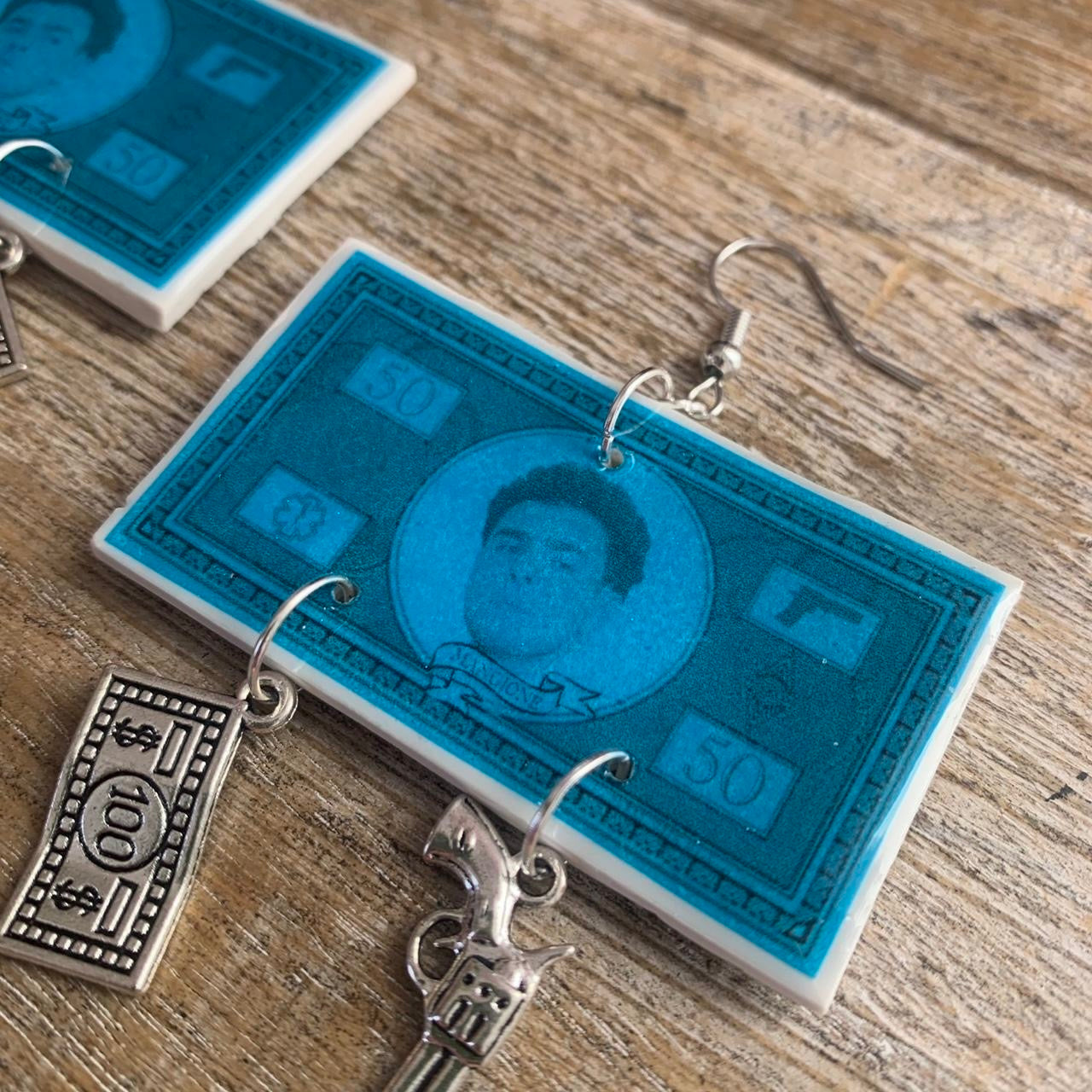 Free Luigi Money Earrings Activist Polymer Clay Revolution Clip On Earrings Ear Hangers