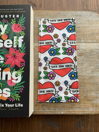 Large Tax The Rich Tattoo Style Fabric Rectangle Bookmark