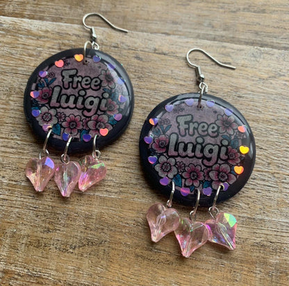 Free Luigi Money Earrings Activist Polymer Clay Revolution Clip On Earrings Ear Hangers