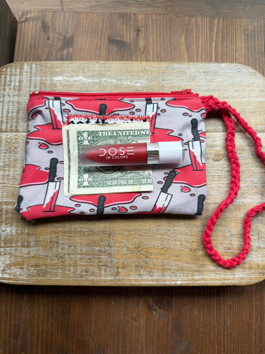 Eat The Rich Bloody Knife Wristlet Wallet Bag Zipper Pouch
