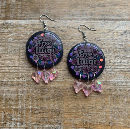 Free Luigi Money Earrings Activist Polymer Clay Revolution Clip On Earrings Ear Hangers