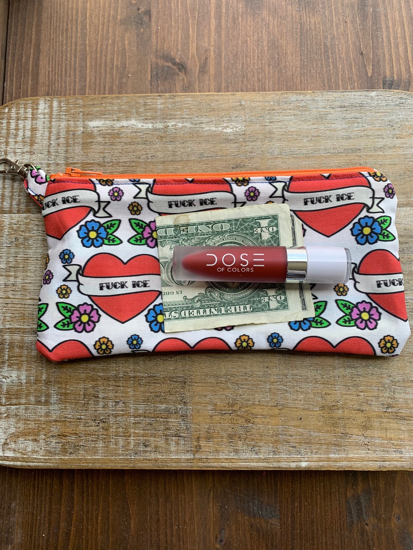 Fuck ICE Keychain Traditional Tattoo Wallet Zipper Pouch Bag