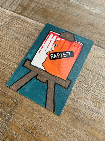 Original ACEO Acrylic Painting 2.5x3.5 Anti Trump “Art Is Political”
