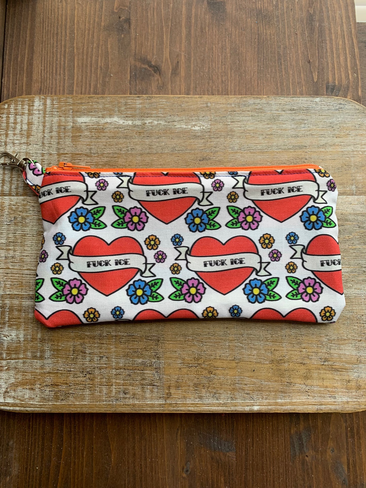 Fuck ICE Keychain Traditional Tattoo Wallet Zipper Pouch Bag