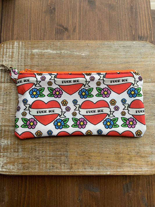 Fuck ICE Keychain Traditional Tattoo Wallet Zipper Pouch Bag
