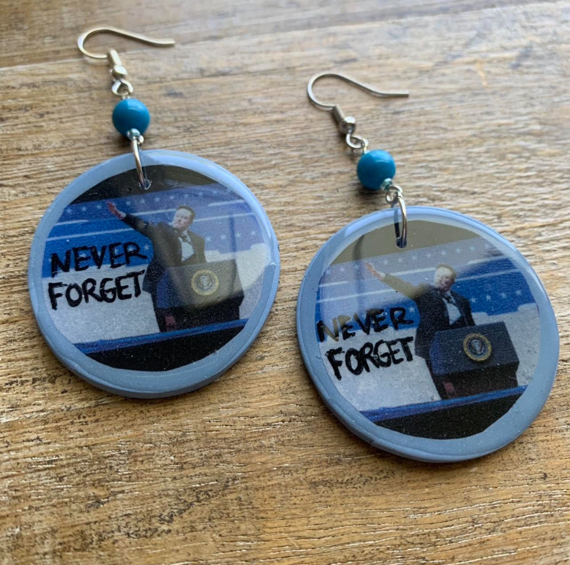 Fuck Elon Never Forget Protest Activist Earrings Elon is a Nazi Clip On Ear Hangers