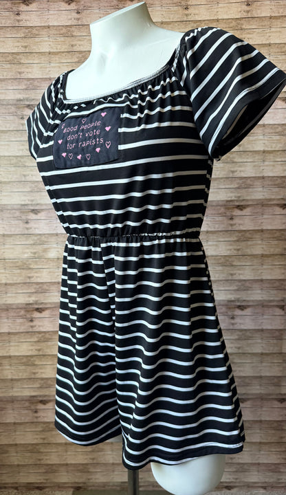 Good People Don’t Vote for Rapists Reclaimed Upcycled Romper Jumpsuit Shorts Size M Womens