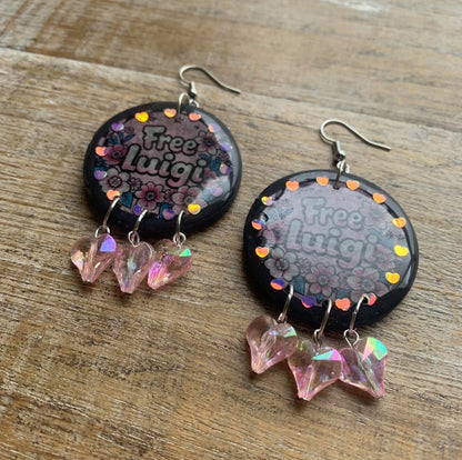 Free Luigi Money Earrings Activist Polymer Clay Revolution Clip On Earrings Ear Hangers