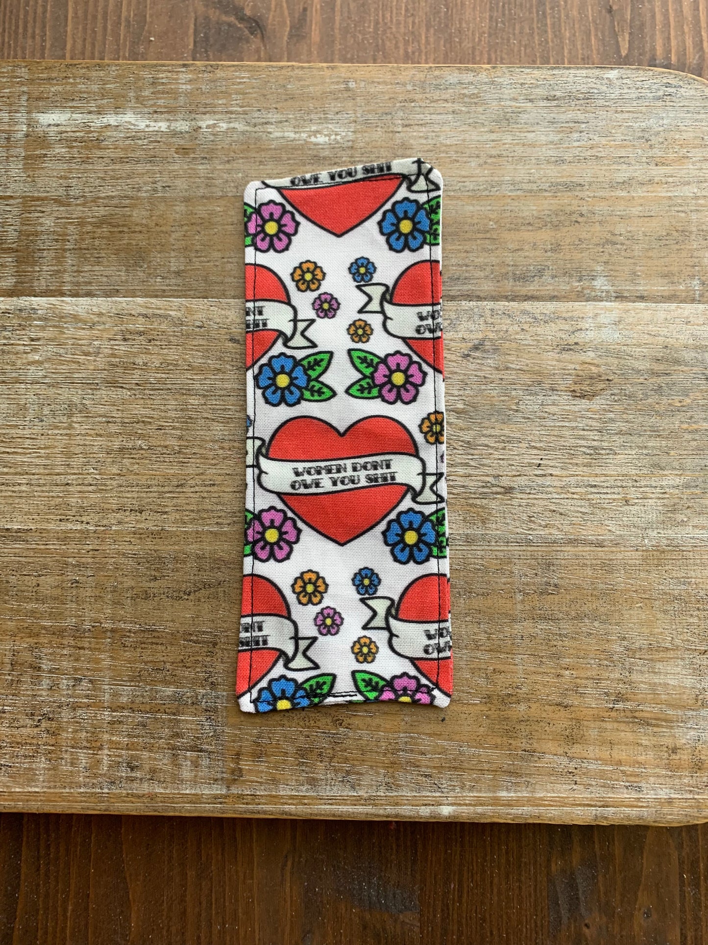 Small Women Don’t Owe You Shit Traditional Tattoo Style Fabric Rectangle Bookmark