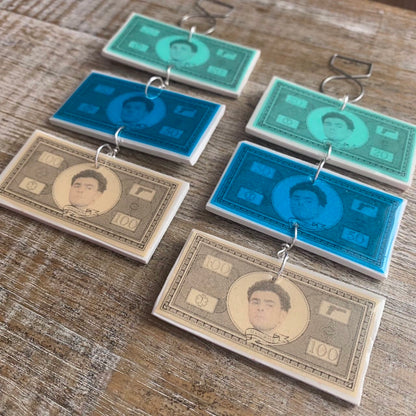 Free Luigi Money Earrings Activist Polymer Clay Revolution Clip On Earrings Ear Hangers