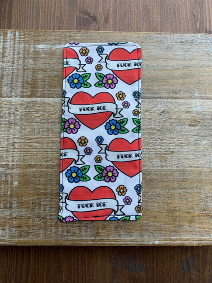 Large Fuck ICE Tattoo Style Fabric Rectangle Bookmark