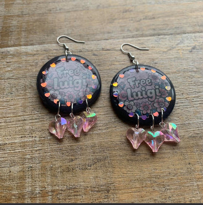 Free Luigi Money Earrings Activist Polymer Clay Revolution Clip On Earrings Ear Hangers