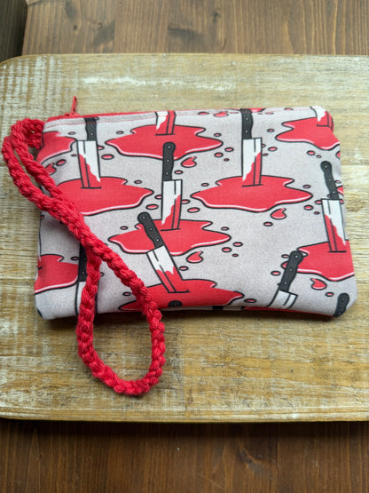 Eat The Rich Bloody Knife Wristlet Wallet Bag Zipper Pouch