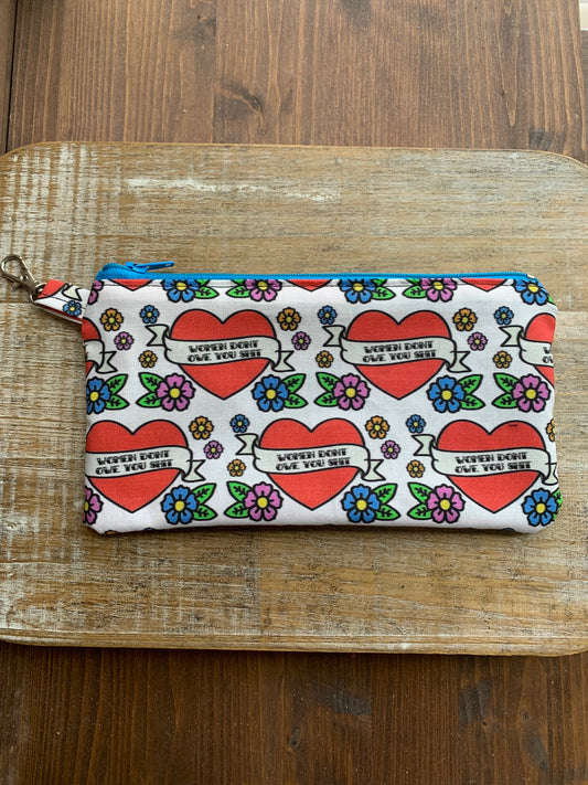 Women Don’t Owe You Shit Keychain Traditional Tattoo Wallet Zipper Pouch Bag