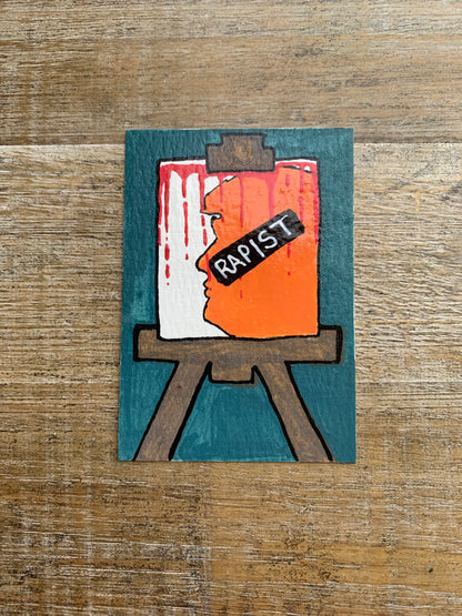 Original ACEO Acrylic Painting 2.5x3.5 Anti Trump “Art Is Political”