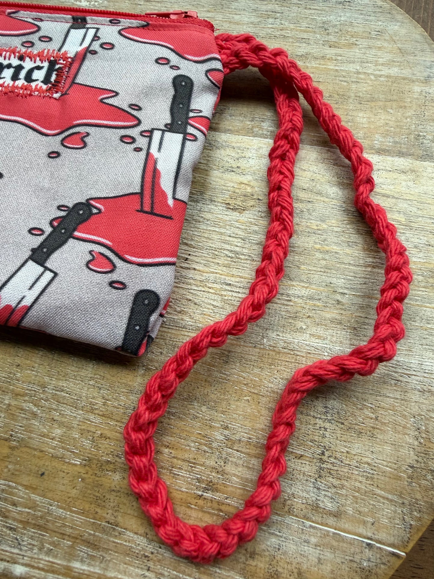 Eat The Rich Bloody Knife Wristlet Wallet Bag Zipper Pouch