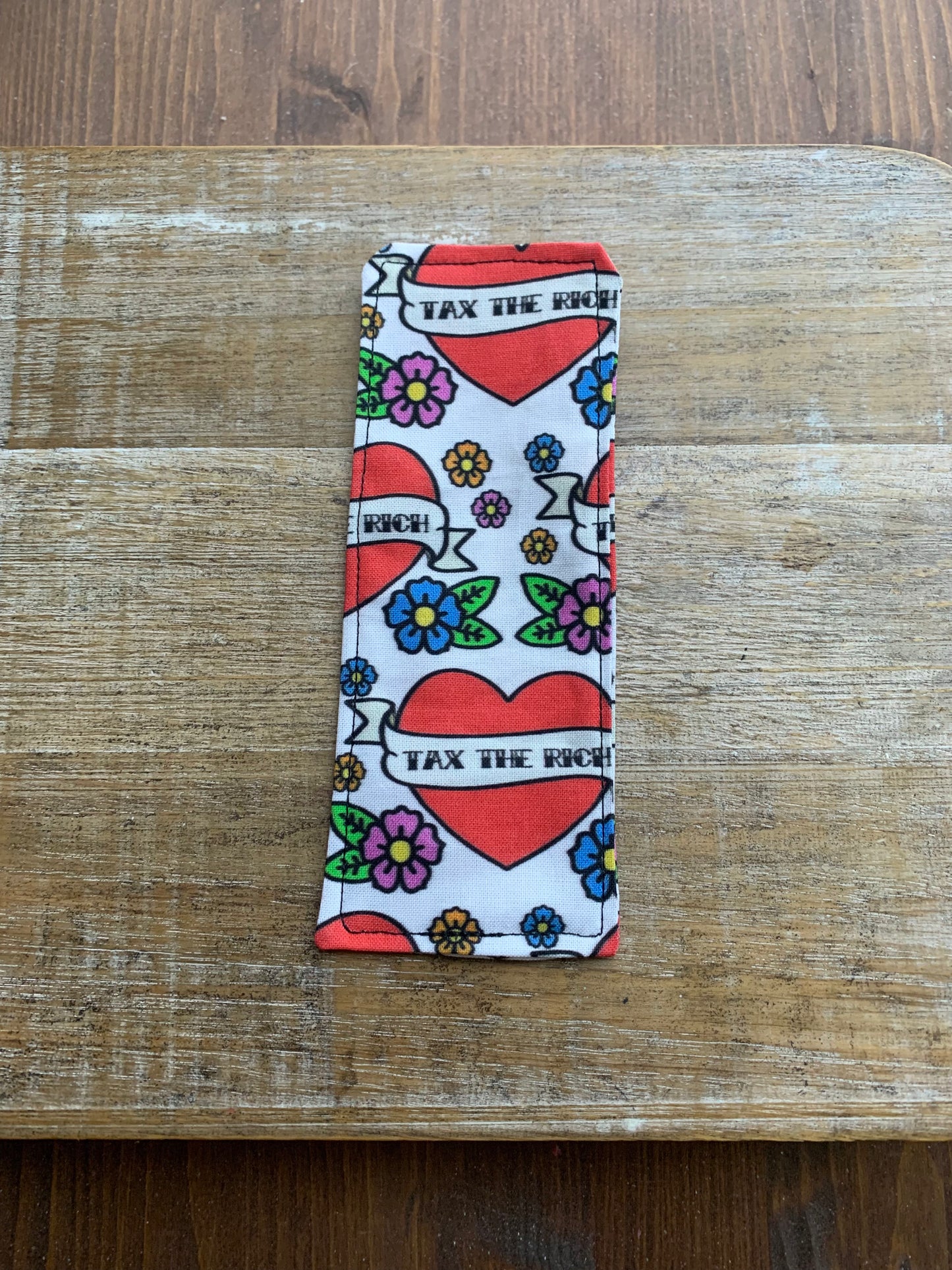 Small Tax The Rich Traditional Tattoo Style Fabric Rectangle Bookmark