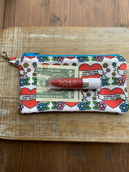 Women Don’t Owe You Shit Keychain Traditional Tattoo Wallet Zipper Pouch Bag