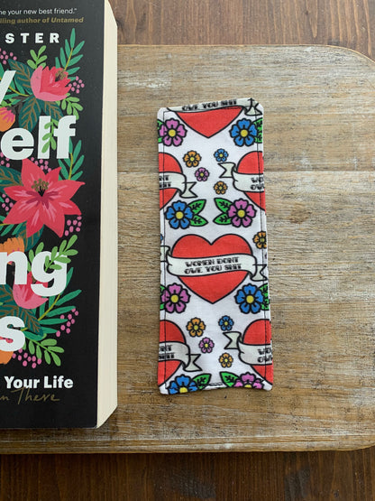 Small Women Don’t Owe You Shit Traditional Tattoo Style Fabric Rectangle Bookmark