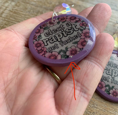 As-Is Elect A Rapist Get Fucked Clay Protest Activist Earrings Clip On Earrings FDT Ear Hangers