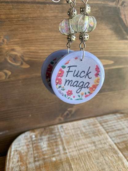 As-Is Fuck MAGA Clay Protest Activist Earrings Liberal Clip On Earrings Cute Lavender Ear Hangers