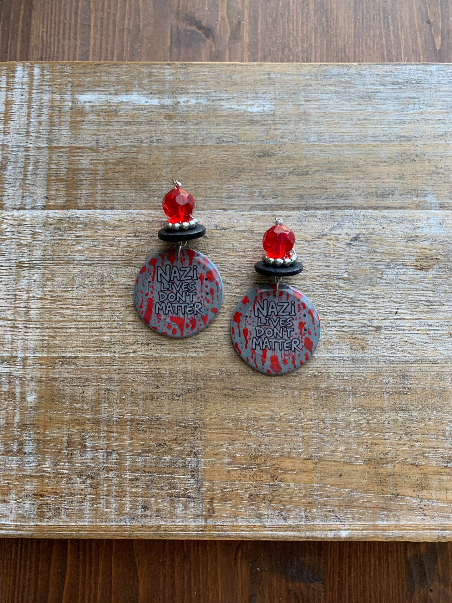 Nazi Lives Don’t Matter Clay Protest Activist Earrings Liberal Clip On Earrings Punk Bloody Gothic Ear Hangers