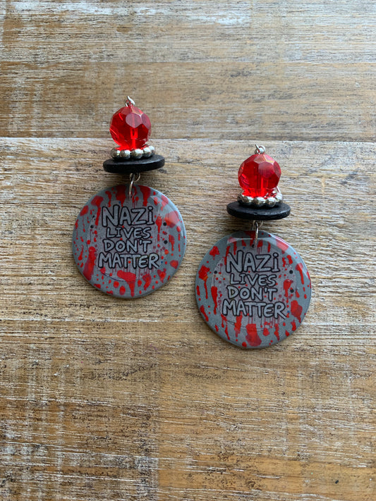 Nazi Lives Don’t Matter Clay Protest Activist Earrings Liberal Clip On Earrings Punk Bloody Gothic Ear Hangers