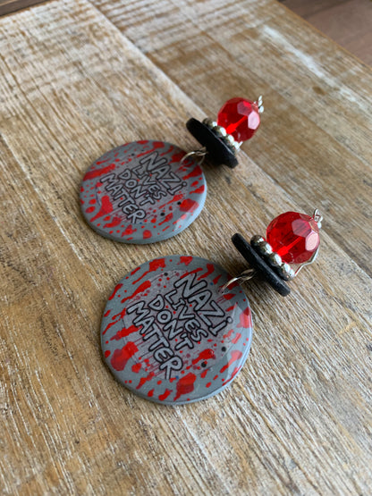 Nazi Lives Don’t Matter Clay Protest Activist Earrings Liberal Clip On Earrings Punk Bloody Gothic Ear Hangers
