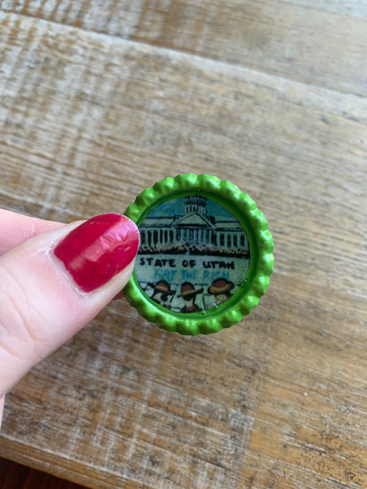 State of Utah Eat the Rich Graffiti Capitol Building Green Magnet