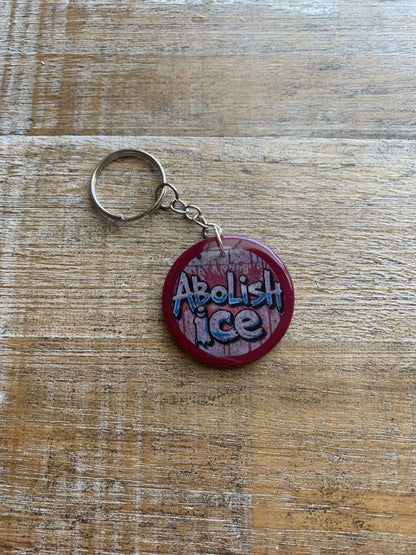 Abolish Ice Burgundy Polymer Clay Keychain