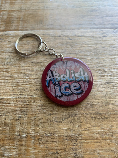 Abolish Ice Burgundy Polymer Clay Keychain