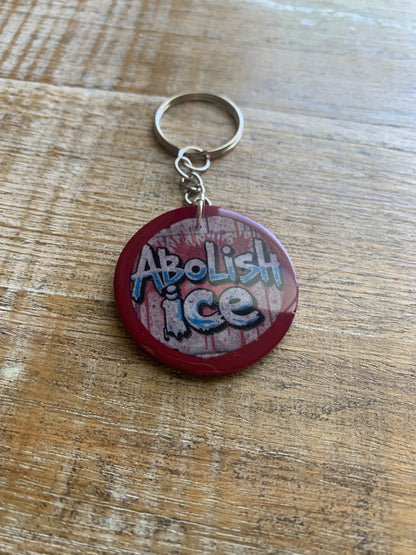 Abolish Ice Burgundy Polymer Clay Keychain