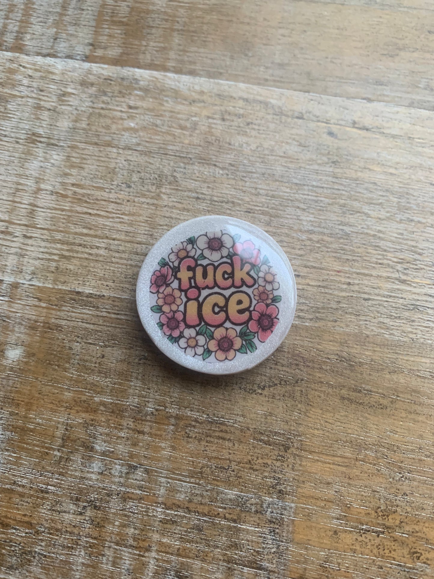 Fuck ICE Floral Polymer Clay Fridge Magnet