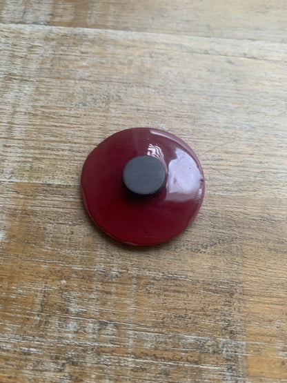 Deny Defend Depose Burgundy Floral Mushroom Polymer Clay Fridge Magnet