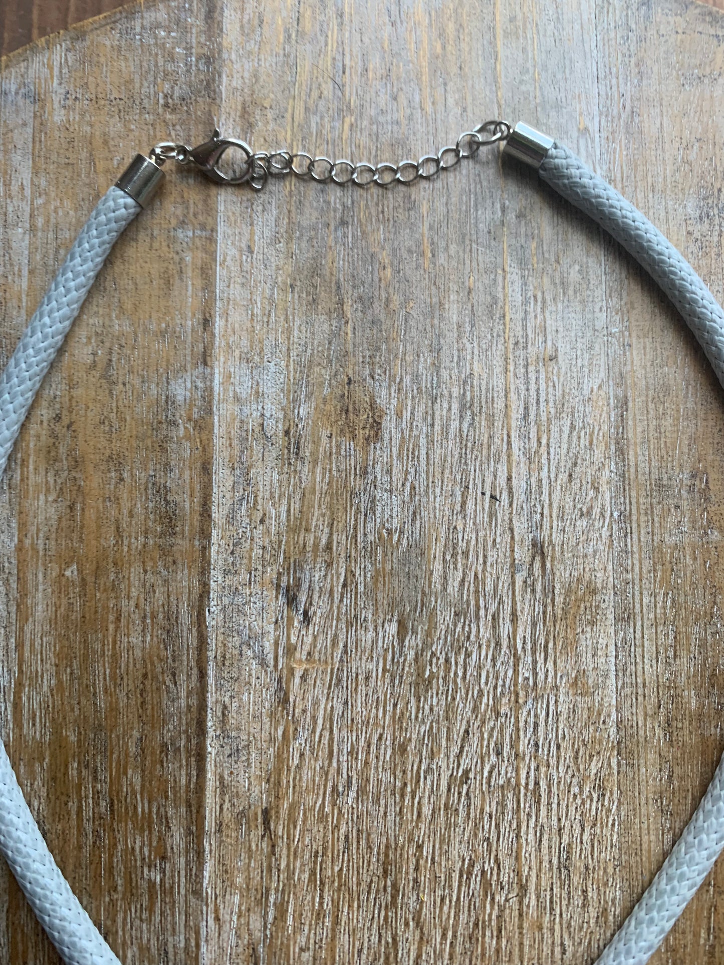 Fuck Ice Gray & White Polymer Clay Floral Protest Necklace