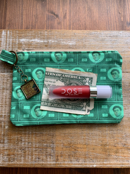 Luigi Green Money with Eat The Rich Keychain Deny Defend Depose Wallet Zipper Pouch Bag