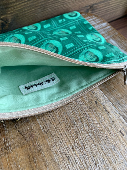 Luigi Green Money with Eat The Rich Keychain Deny Defend Depose Wallet Zipper Pouch Bag