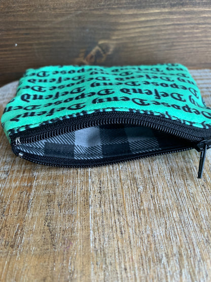 Deny Defend Depose Green & Black Luigi Coin Purse Zipper Bag