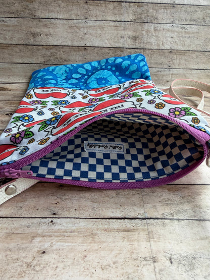 Fuck Ice Tattoo Heart Colorful Crossbody Purse Lightweight Cotton Pouch Bag