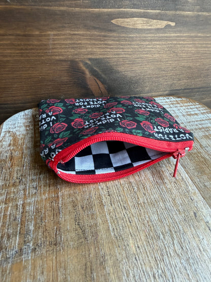 I Didn’t Vote for a Rapist Roses Coin Purse Zipper Pouch
