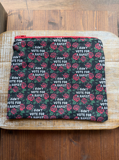 I Didn’t Vote for a Rapist Roses Makeup Bag Zipper Pouch