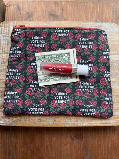 I Didn’t Vote for a Rapist Roses Makeup Bag Zipper Pouch