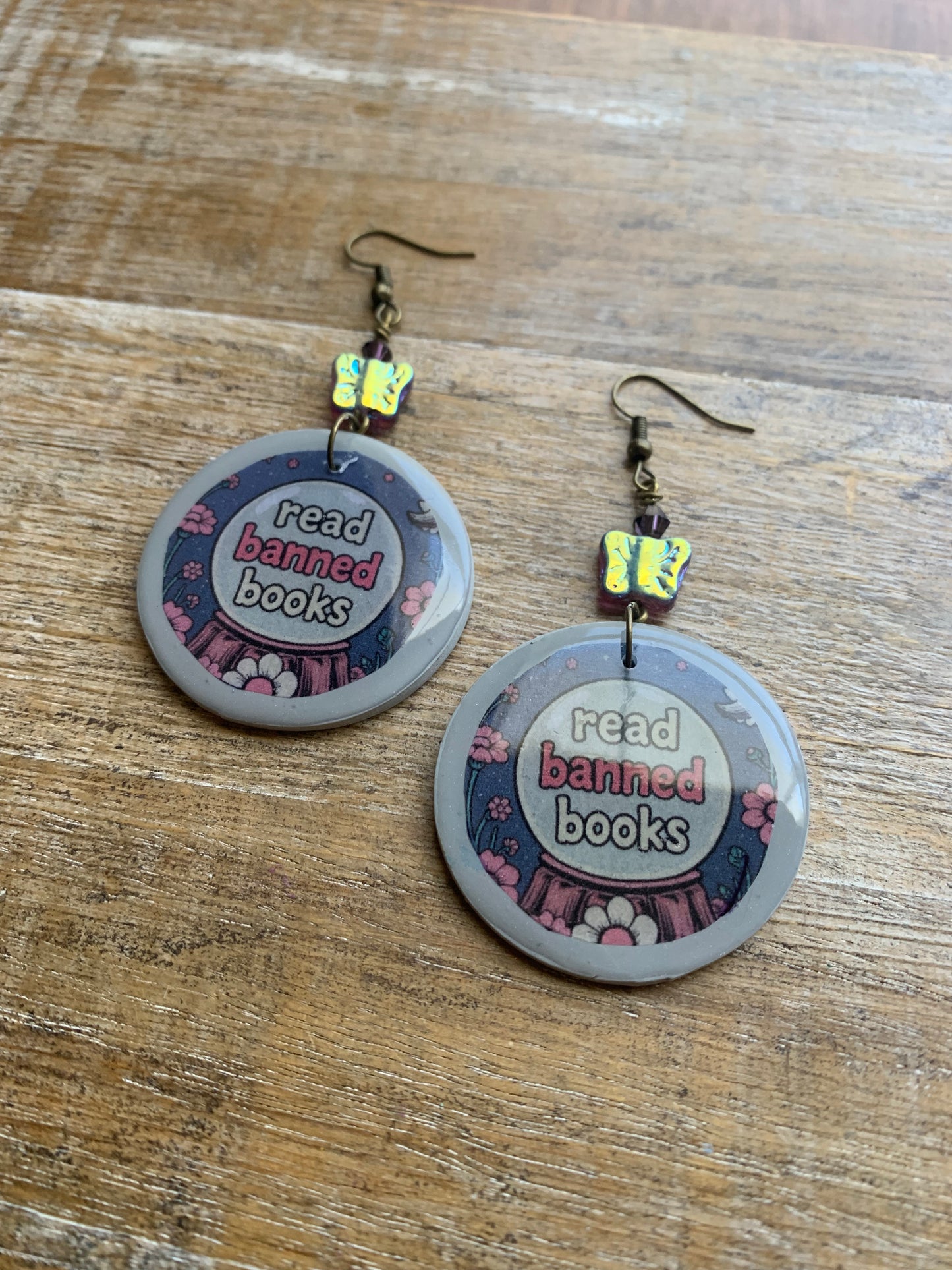 Read Banned Books Earrings Books Liberal Democrat Activist Earrings Statement Protest Clip On Earrings Gauges