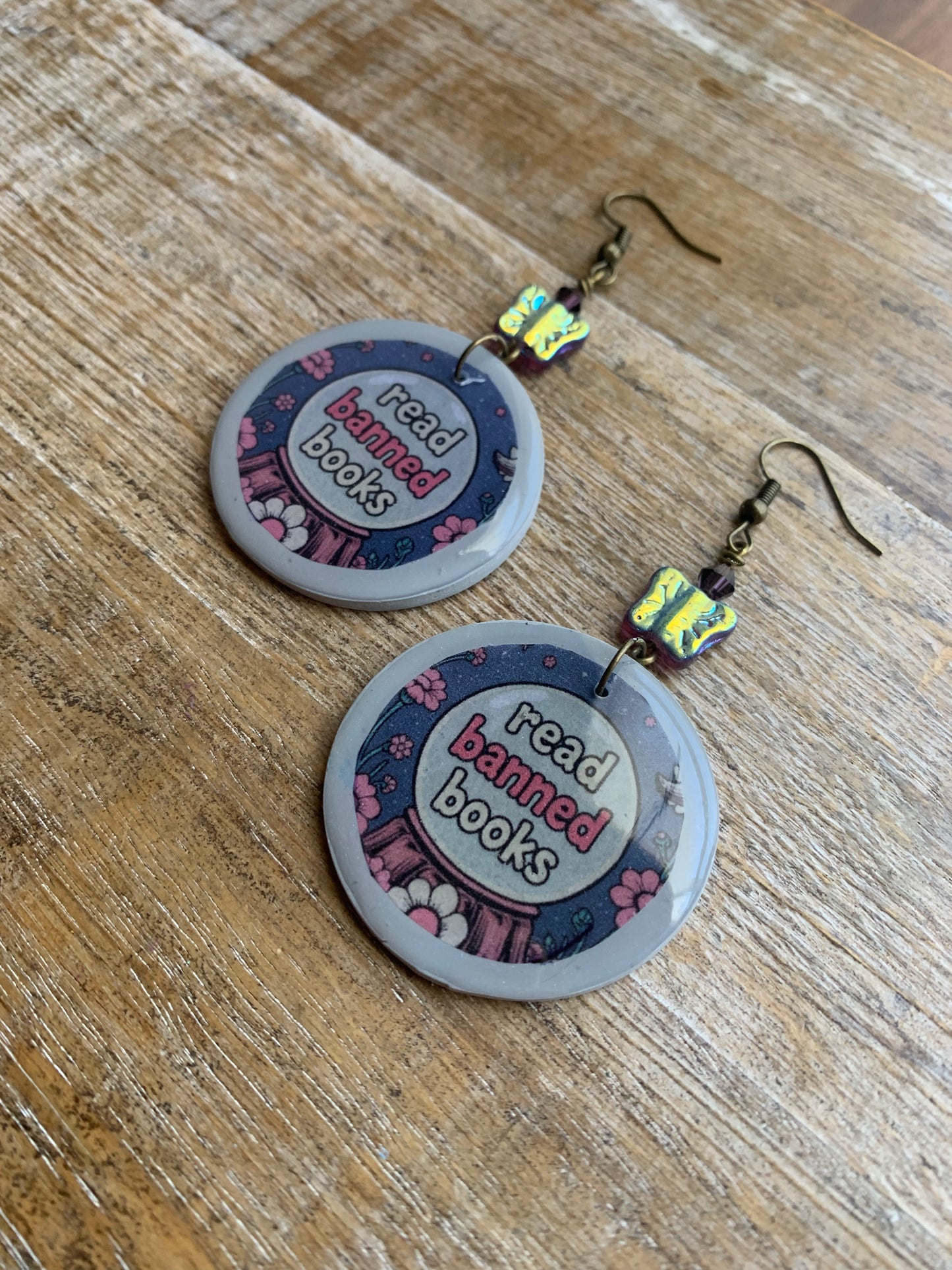 Read Banned Books Earrings Books Liberal Democrat Activist Earrings Statement Protest Clip On Earrings Gauges