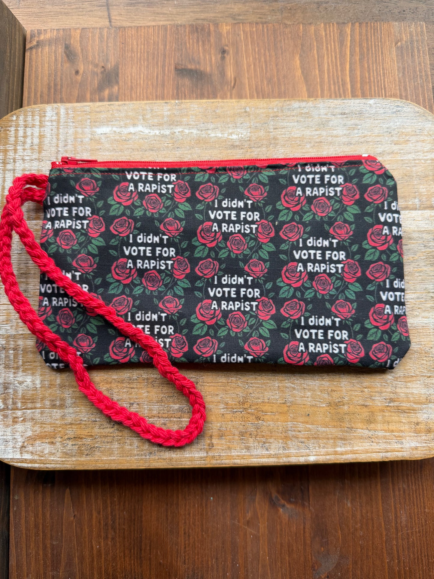 I Didn’t Vote for a Rapist Roses Wristlet Wallet Zipper Pouch
