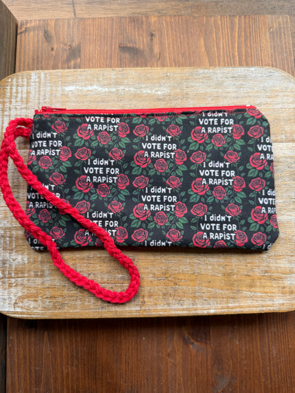 I Didn’t Vote for a Rapist Roses Wristlet Wallet Zipper Pouch