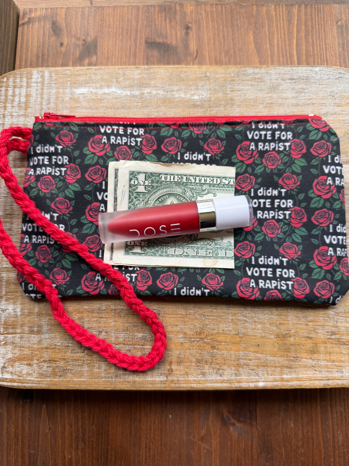 I Didn’t Vote for a Rapist Roses Wristlet Wallet Zipper Pouch